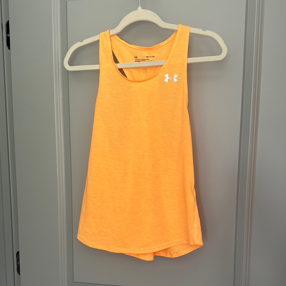 Under Armour HeatGear Fitted Tank | Orange Racerback Workout Top S